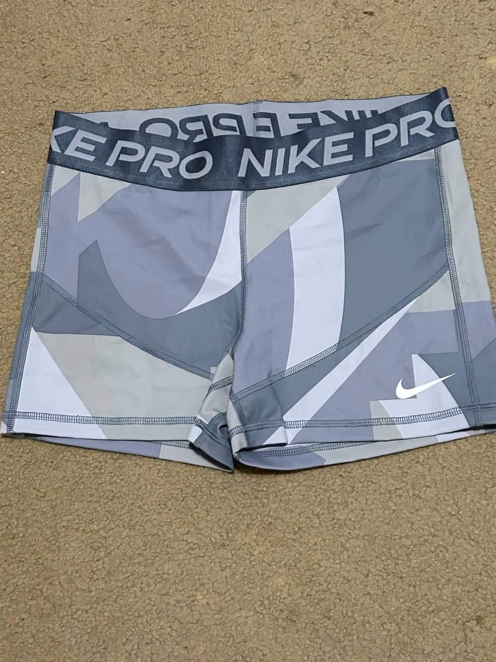 Nike Pro White and grey Elastic-Waist Shorts